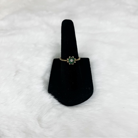 Vintage Stackable Tulip 10K Gold Rings With Leaf Wrap Enhancer - Picture 3 of 8